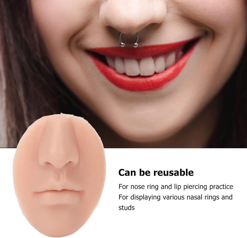 woobles 3pcs Silicone Nose Model, Reused Soft Nose Mold with Mouth Soft Elastic for Earrings Jewelry Display Rubber Nose for Piercing Practice (Medium Skin Color) - Image 5
